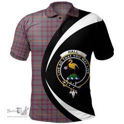 ScotsTee Shop Scottish Hall Weathered Clan Crest Personalized Tartan Polo Shirt Circle Style Back Shirt with Your Text