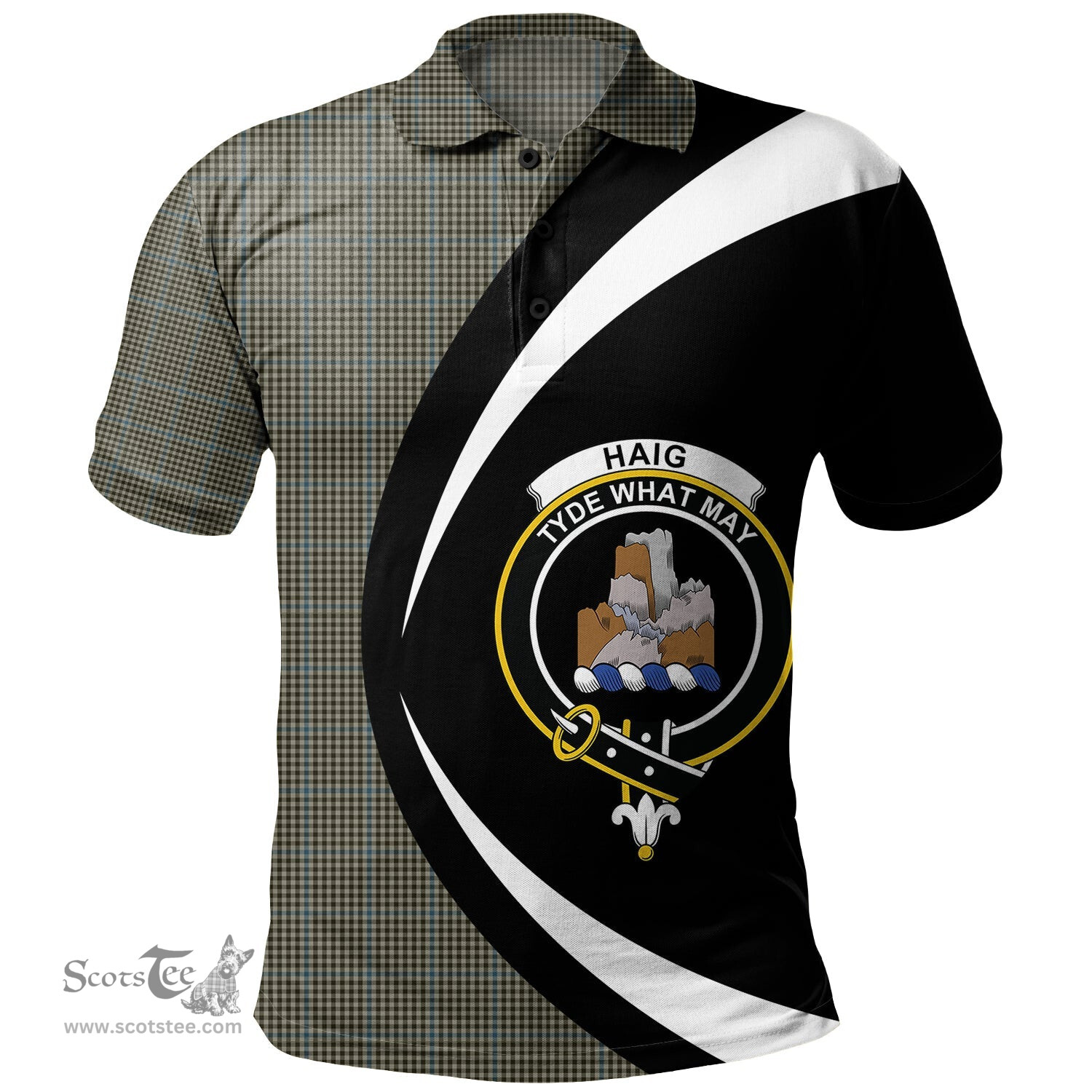ScotsTee Shop Scottish Haig Check Clan Crest Personalized Tartan Polo Shirt Circle Style Back Shirt with Your Text