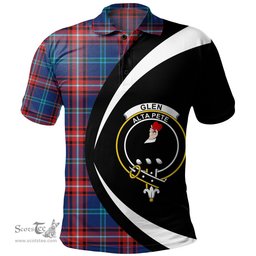 ScotsTee Shop Scottish Glenn Modern Clan Crest Personalized Tartan Polo Shirt Circle Style Back Shirt with Your Text