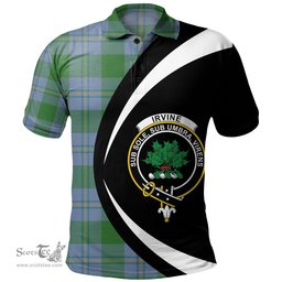 ScotsTee Shop Scottish Irvine of Bonshaw Ancient Clan Crest Personalized Tartan Polo Shirt Circle Style Back Shirt with Your Text