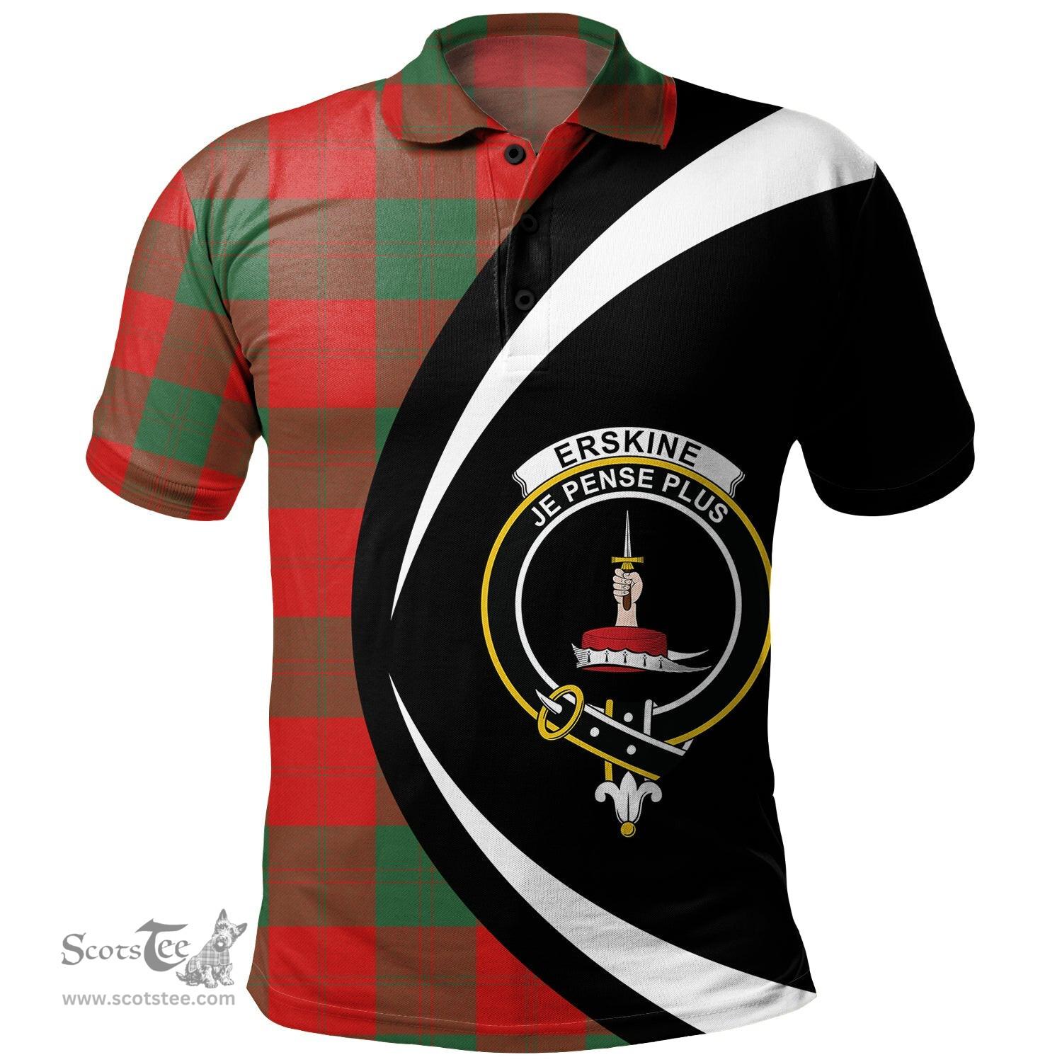 ScotsTee Shop Scottish Erskine Clan Crest Personalized Tartan Polo Shirt Circle Style Back Shirt with Your Text
