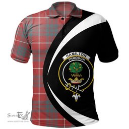 ScotsTee Shop Scottish Hamilton Weathered Clan Crest Personalized Tartan Polo Shirt Circle Style Back Shirt with Your Text