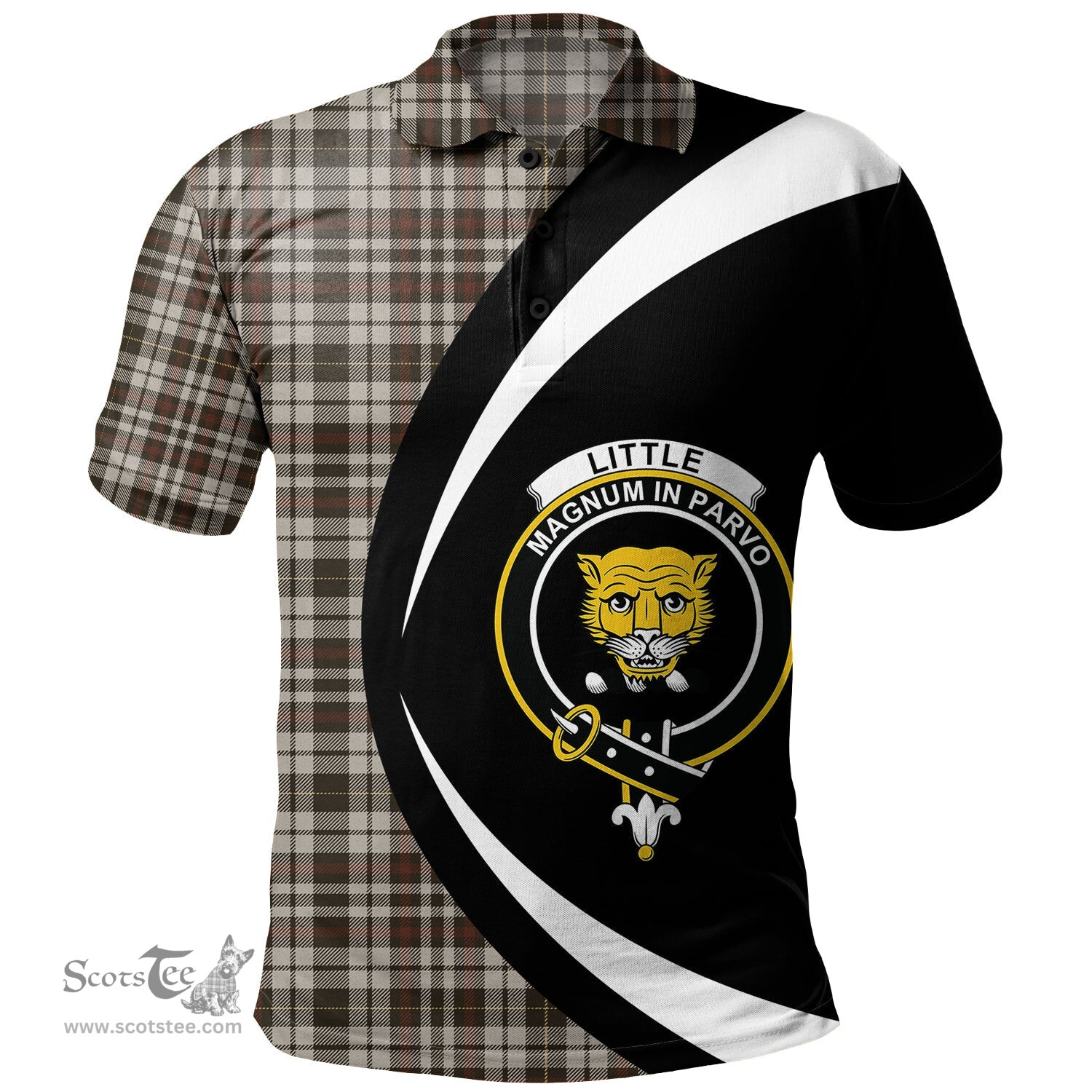 ScotsTee Shop Scottish Little Arisaid Weathered Clan Crest Personalized Tartan Polo Shirt Circle Style Back Shirt with Your Text