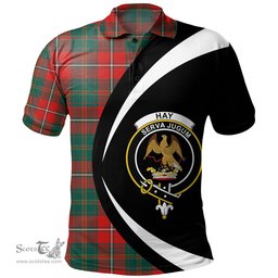 ScotsTee Shop Scottish Hay Modern Clan Crest Personalized Tartan Polo Shirt Circle Style Back Shirt with Your Text