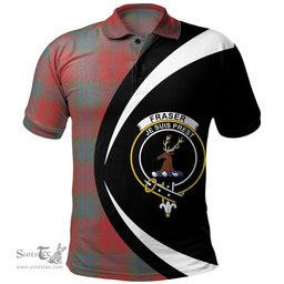 ScotsTee Shop Scottish Fraser of Boblainy Hugh Weathered Clan Crest Personalized Tartan Polo Shirt Circle Style Back Shirt with Your Text