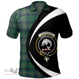 ScotsTee Shop Scottish Kennedy Modern Clan Crest Personalized Tartan Polo Shirt Circle Style Back Shirt with Your Text
