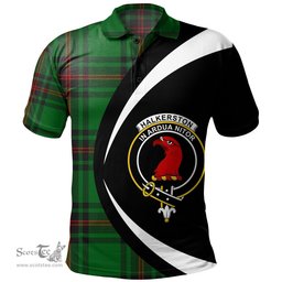 ScotsTee Shop Scottish Halkerston Clan Crest Personalized Tartan Polo Shirt Circle Style Back Shirt with Your Text