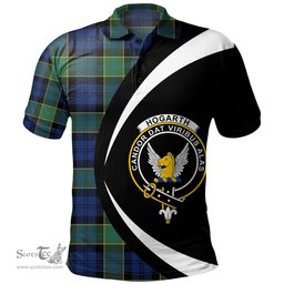 ScotsTee Shop Scottish Hogarth Modern Clan Crest Personalized Tartan Polo Shirt Circle Style Back Shirt with Your Text