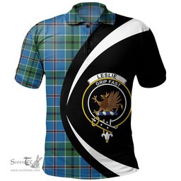 ScotsTee Shop Scottish Leslie of the Hebrides Ancient Clan Crest Personalized Tartan Polo Shirt Circle Style Back Shirt with Your Text