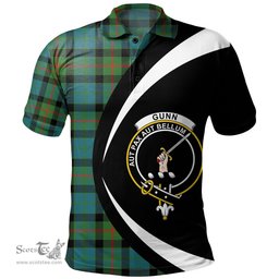 ScotsTee Shop Scottish Gunn Ancient Clan Crest Personalized Tartan Polo Shirt Circle Style Back Shirt with Your Text