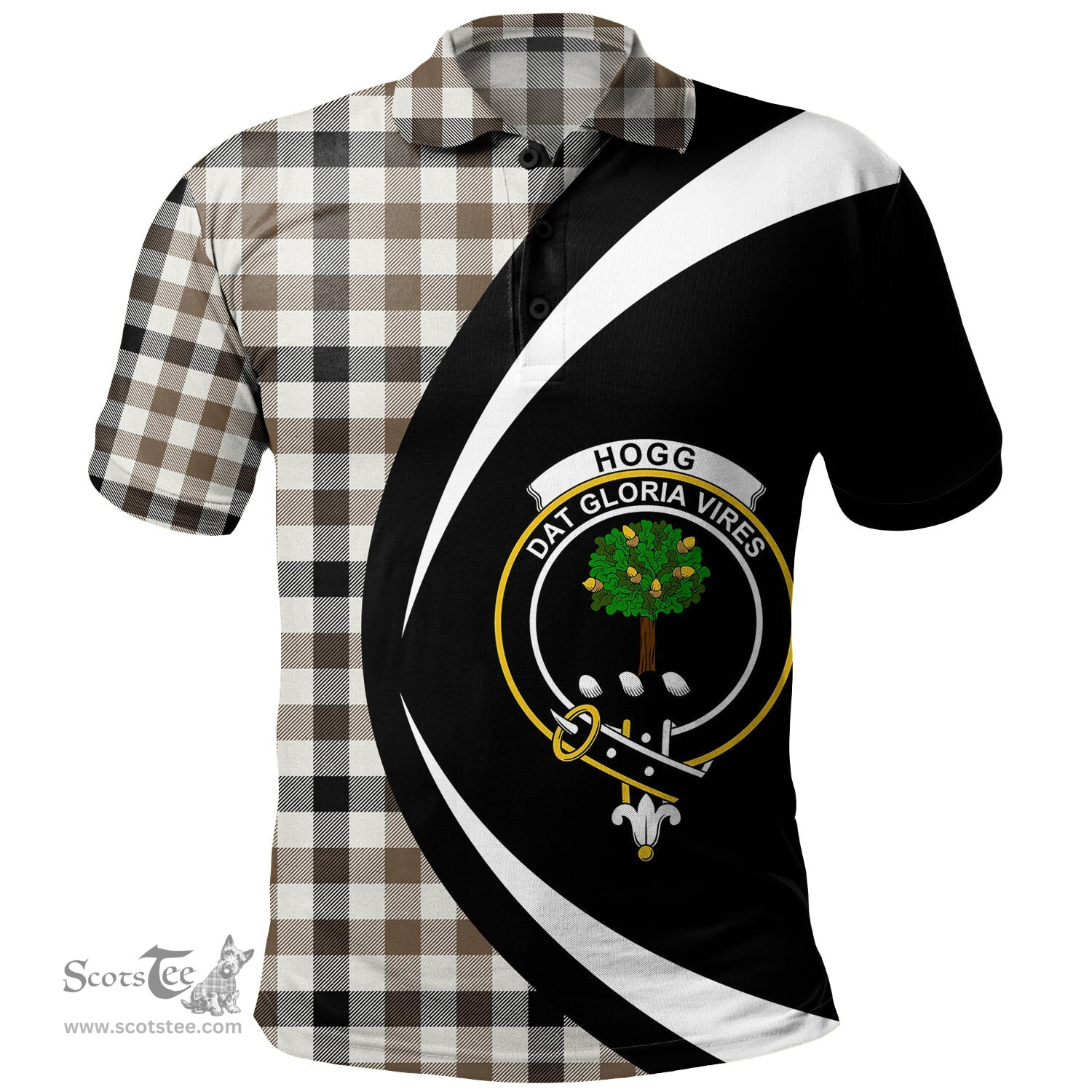 ScotsTee Shop Scottish Hogg Ancient Clan Crest Personalized Tartan Polo Shirt Circle Style Back Shirt with Your Text