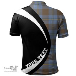 ScotsTee Shop Scottish Irvine of Bonshaw Weathered Clan Crest Personalized Tartan Polo Shirt Circle Style Back Shirt with Your Text