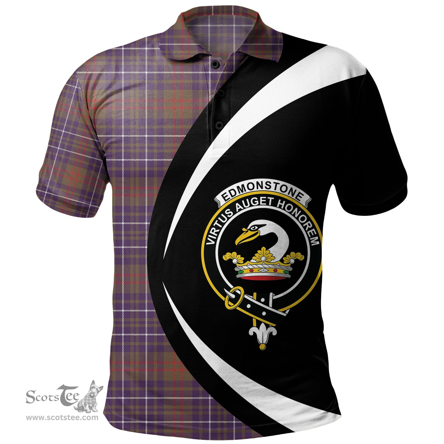 ScotsTee Shop Scottish Edmonstone Weathered Clan Crest Personalized Tartan Polo Shirt Circle Style Back Shirt with Your Text