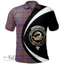 ScotsTee Shop Scottish Edmonstone Weathered Clan Crest Personalized Tartan Polo Shirt Circle Style Back Shirt with Your Text