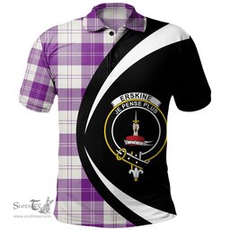 ScotsTee Shop Scottish Erskine Purple Clan Crest Personalized Tartan Polo Shirt Circle Style Back Shirt with Your Text