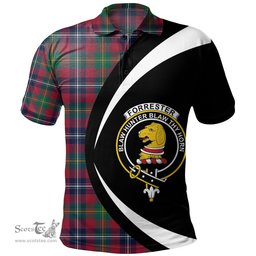 ScotsTee Shop Scottish Forrester Modern Clan Crest Personalized Tartan Polo Shirt Circle Style Back Shirt with Your Text