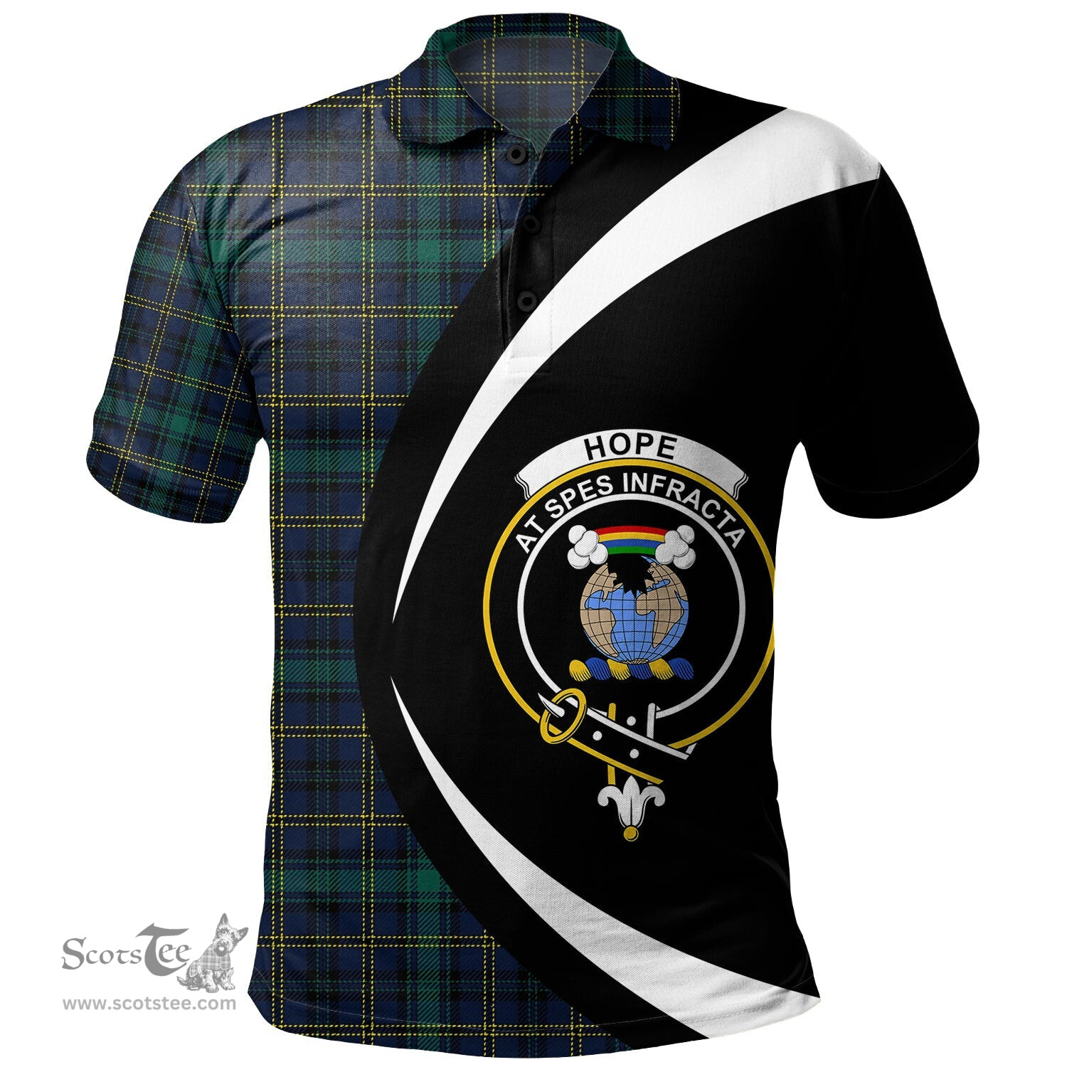 ScotsTee Shop Scottish Hope Vere Modern Clan Crest Personalized Tartan Polo Shirt Circle Style Back Shirt with Your Text