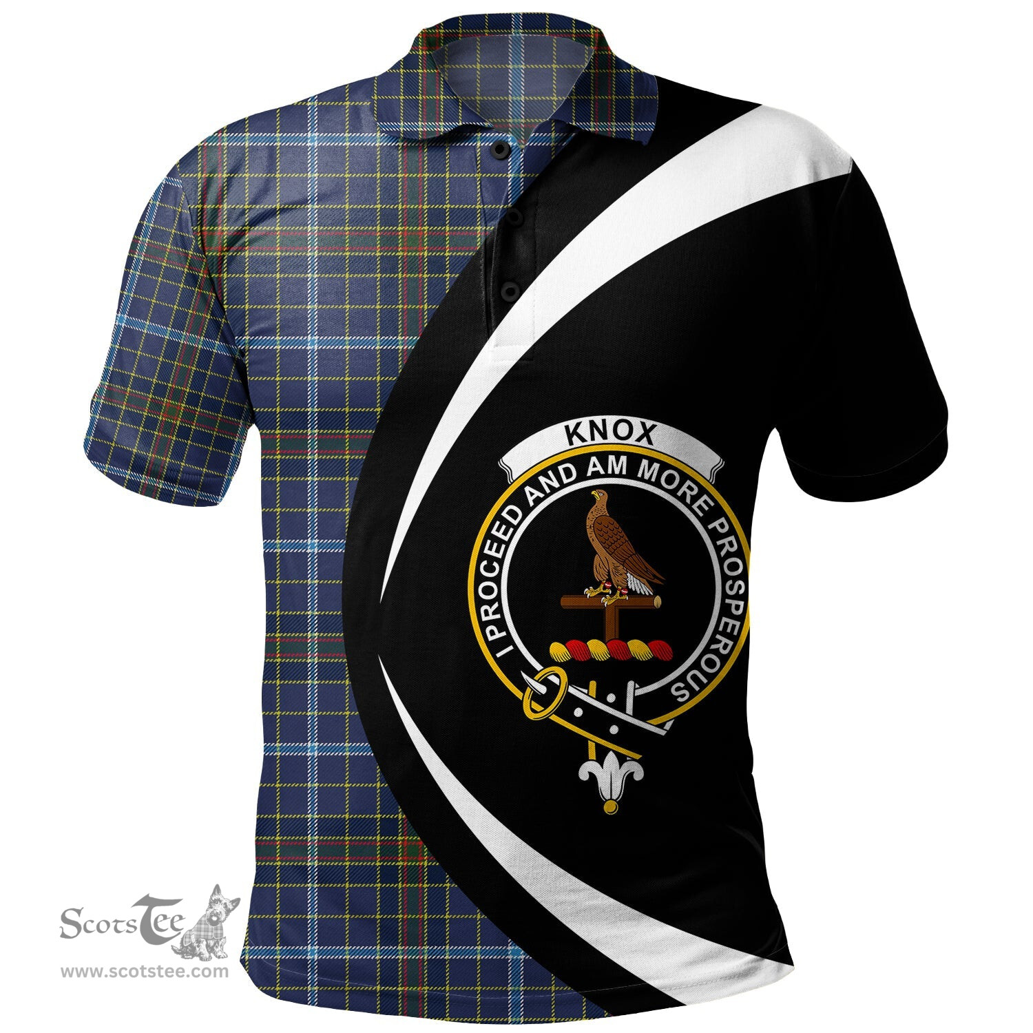ScotsTee Shop Scottish Knox Clan Crest Personalized Tartan Polo Shirt Circle Style Back Shirt with Your Text