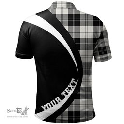 ScotsTee Shop Scottish Erskine Black & White Clan Crest Personalized Tartan Polo Shirt Circle Style Back Shirt with Your Text