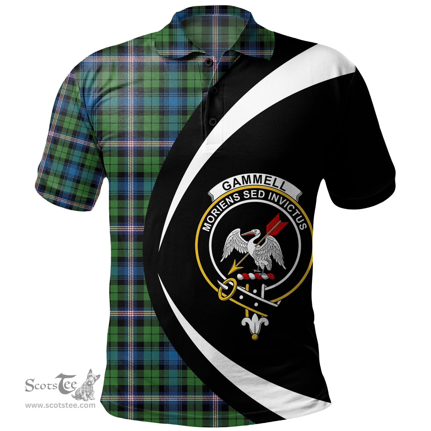 ScotsTee Shop Scottish Gammell Ancient Clan Crest Personalized Tartan Polo Shirt Circle Style Back Shirt with Your Text