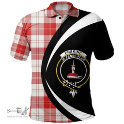 ScotsTee Shop Scottish Erskine Red Clan Crest Personalized Tartan Polo Shirt Circle Style Back Shirt with Your Text