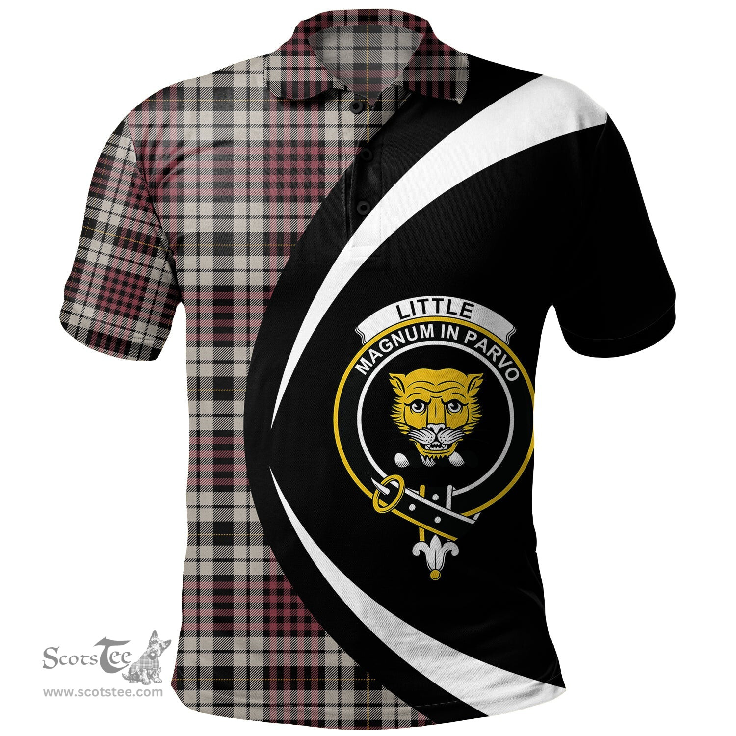 ScotsTee Shop Scottish Little Dress Ancient Clan Crest Personalized Tartan Polo Shirt Circle Style Back Shirt with Your Text