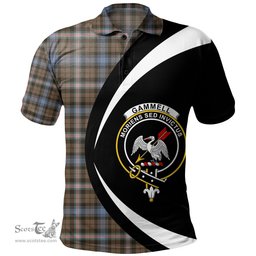ScotsTee Shop Scottish Gammell Weathered Clan Crest Personalized Tartan Polo Shirt Circle Style Back Shirt with Your Text