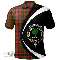 ScotsTee Shop Scottish Kinninmont Clan Crest Personalized Tartan Polo Shirt Circle Style Back Shirt with Your Text