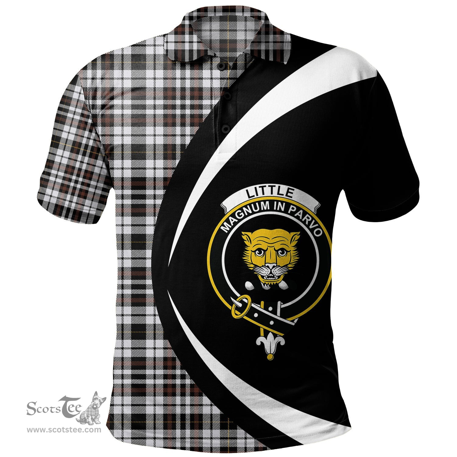 ScotsTee Shop Scottish Little Arisaid Modern Clan Crest Personalized Tartan Polo Shirt Circle Style Back Shirt with Your Text