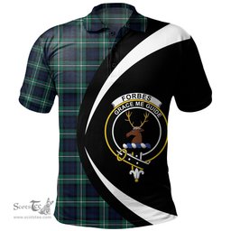 ScotsTee Shop Scottish Forbes Modern Clan Crest Personalized Tartan Polo Shirt Circle Style Back Shirt with Your Text