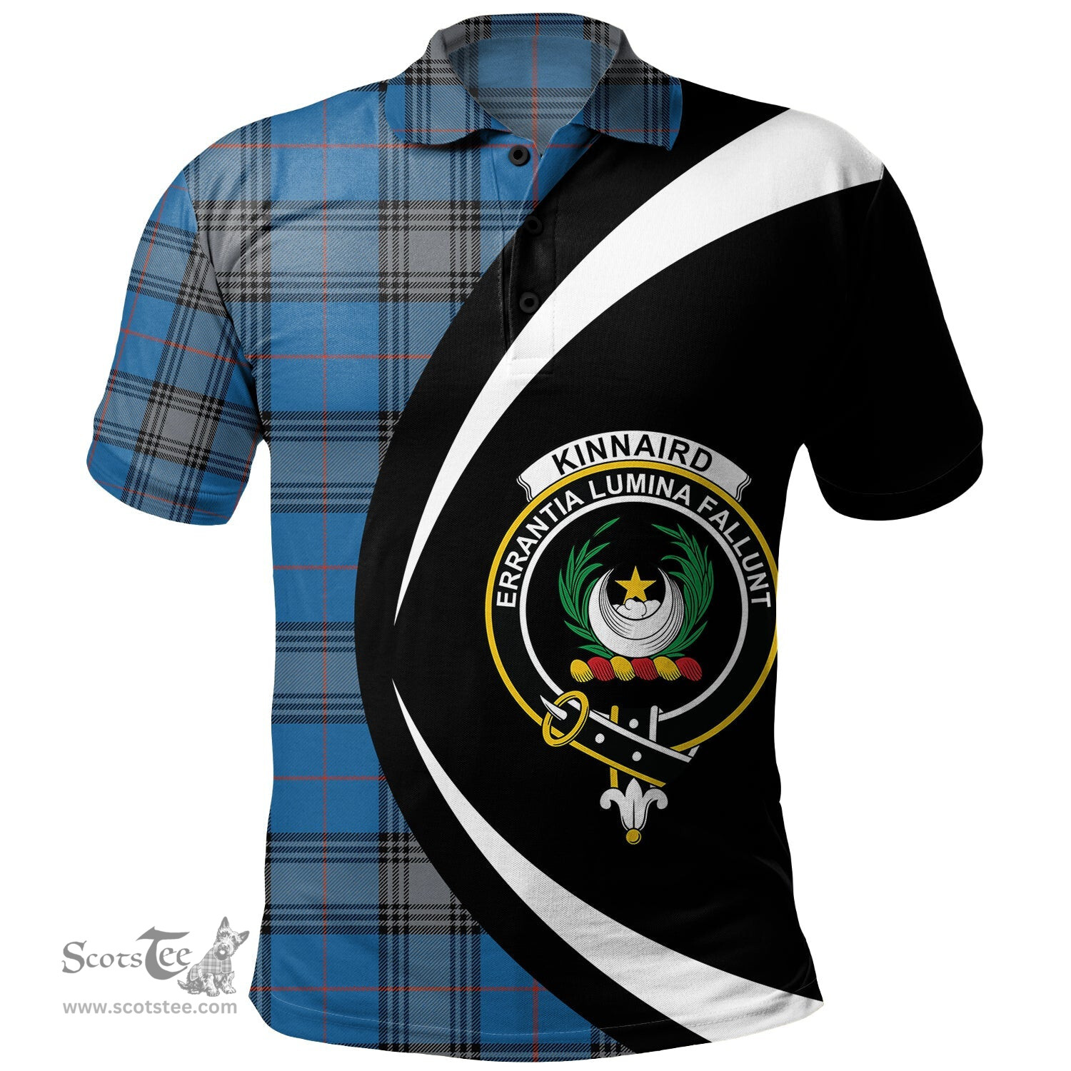 ScotsTee Shop Scottish Kinnaird Ancient Clan Crest Personalized Tartan Polo Shirt Circle Style Back Shirt with Your Text