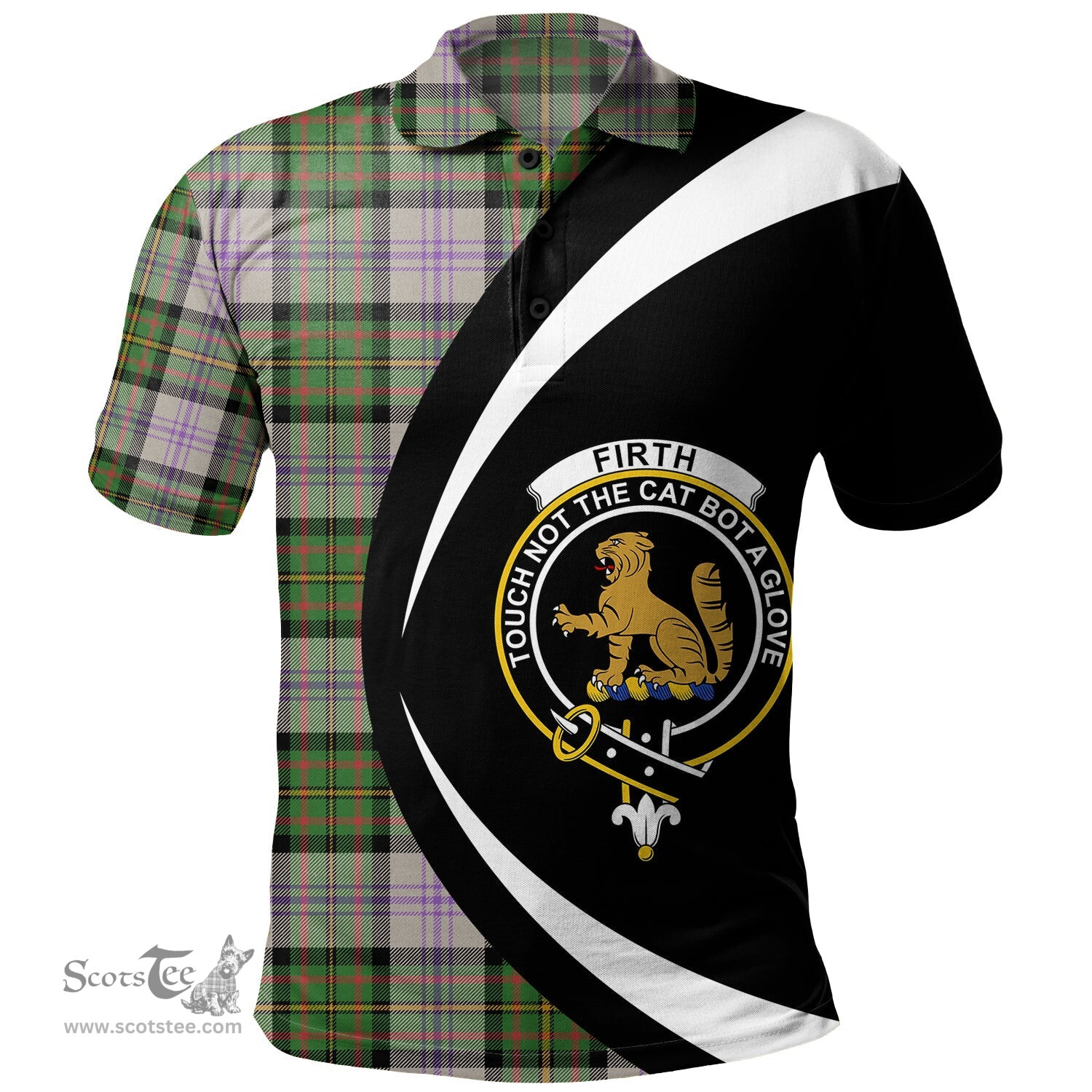 ScotsTee Shop Scottish Firth of Tay (Gillies Dress) Ancient Clan Crest Personalized Tartan Polo Shirt Circle Style Back Shirt with Your Text
