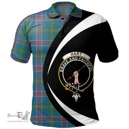 ScotsTee Shop Scottish Hart Ancient Clan Crest Personalized Tartan Polo Shirt Circle Style Back Shirt with Your Text