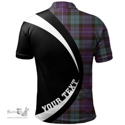 ScotsTee Shop Scottish Hunter (Michael) Weathered Clan Crest Personalized Tartan Polo Shirt Circle Style Back Shirt with Your Text