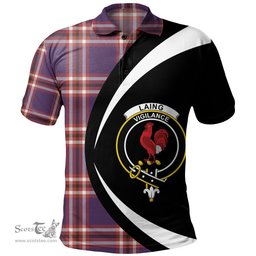 ScotsTee Shop Scottish Laing of Archiestown (Lang of Archiestown) Weathered Clan Crest Personalized Tartan Polo Shirt Circle Style Back Shirt with Your Text