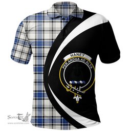 ScotsTee Shop Scottish Haney Modern Clan Crest Personalized Tartan Polo Shirt Circle Style Back Shirt with Your Text