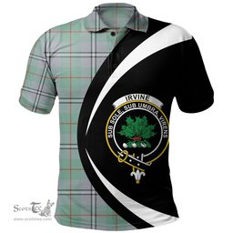 ScotsTee Shop Scottish Irvine of Glentulchan Ancient Clan Crest Personalized Tartan Polo Shirt Circle Style Back Shirt with Your Text