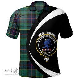 ScotsTee Shop Scottish Forsyth Modern Clan Crest Personalized Tartan Polo Shirt Circle Style Back Shirt with Your Text