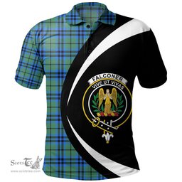 ScotsTee Shop Scottish Falconer Clan Crest Personalized Tartan Polo Shirt Circle Style Back Shirt with Your Text