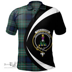 ScotsTee Shop Scottish Ferguson Modern Clan Crest Personalized Tartan Polo Shirt Circle Style Back Shirt with Your Text
