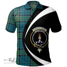 ScotsTee Shop Scottish Kirkpatrick Clan Crest Personalized Tartan Polo Shirt Circle Style Back Shirt with Your Text
