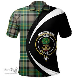 ScotsTee Shop Scottish Hamilton of Brandon Modern Clan Crest Personalized Tartan Polo Shirt Circle Style Back Shirt with Your Text