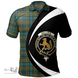 ScotsTee Shop Scottish Gillies Ancient Clan Crest Personalized Tartan Polo Shirt Circle Style Back Shirt with Your Text
