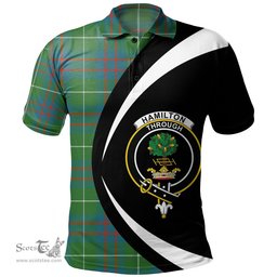 ScotsTee Shop Scottish Hamilton of Clayton Ancient Clan Crest Personalized Tartan Polo Shirt Circle Style Back Shirt with Your Text