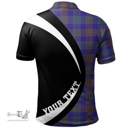 ScotsTee Shop Scottish Lang (Laing) Weathered Clan Crest Personalized Tartan Polo Shirt Circle Style Back Shirt with Your Text
