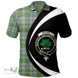 ScotsTee Shop Scottish Irvine of Glentulchan Modern Clan Crest Personalized Tartan Polo Shirt Circle Style Back Shirt with Your Text