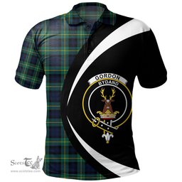 ScotsTee Shop Scottish Gordon Modern Clan Crest Personalized Tartan Polo Shirt Circle Style Back Shirt with Your Text