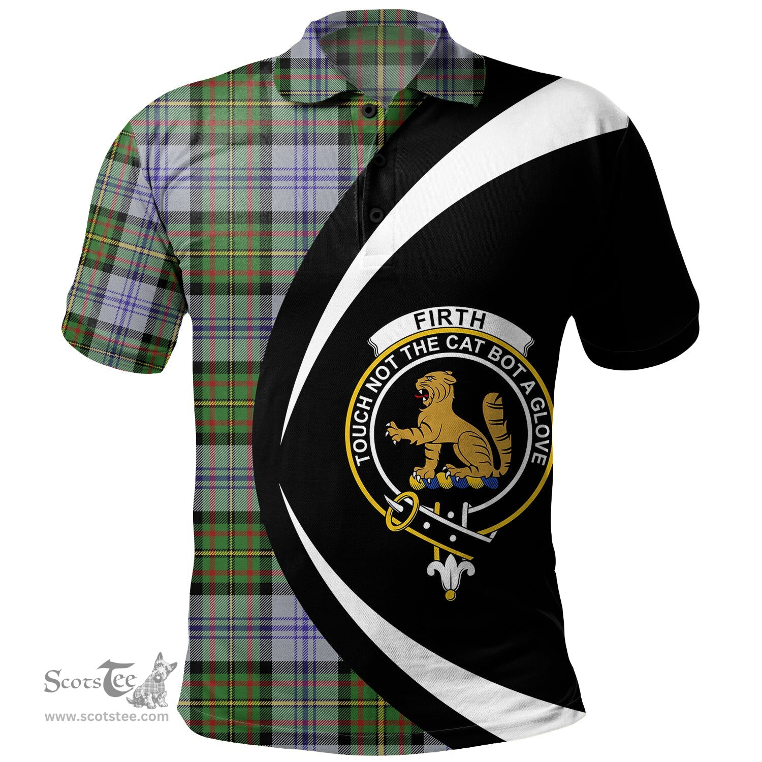 ScotsTee Shop Scottish Firth of Tay (Gillies Dress) Modern Clan Crest Personalized Tartan Polo Shirt Circle Style Back Shirt with Your Text