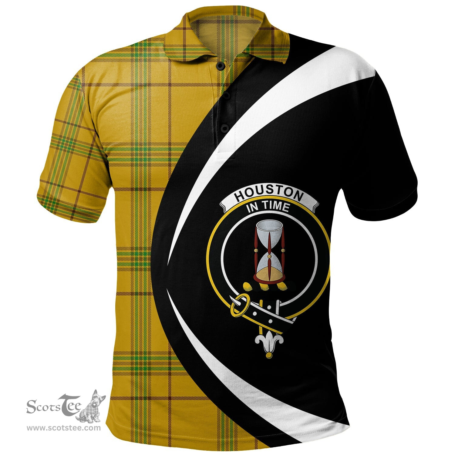 ScotsTee Shop Scottish Houston Clan Crest Personalized Tartan Polo Shirt Circle Style Back Shirt with Your Text