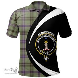 ScotsTee Shop Scottish Henderson (MacKendrick) Weathered Clan Crest Personalized Tartan Polo Shirt Circle Style Back Shirt with Your Text
